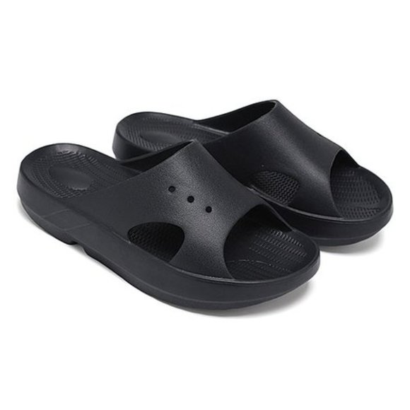 Men's Black Perforated Slide - Picture 1 of 2
